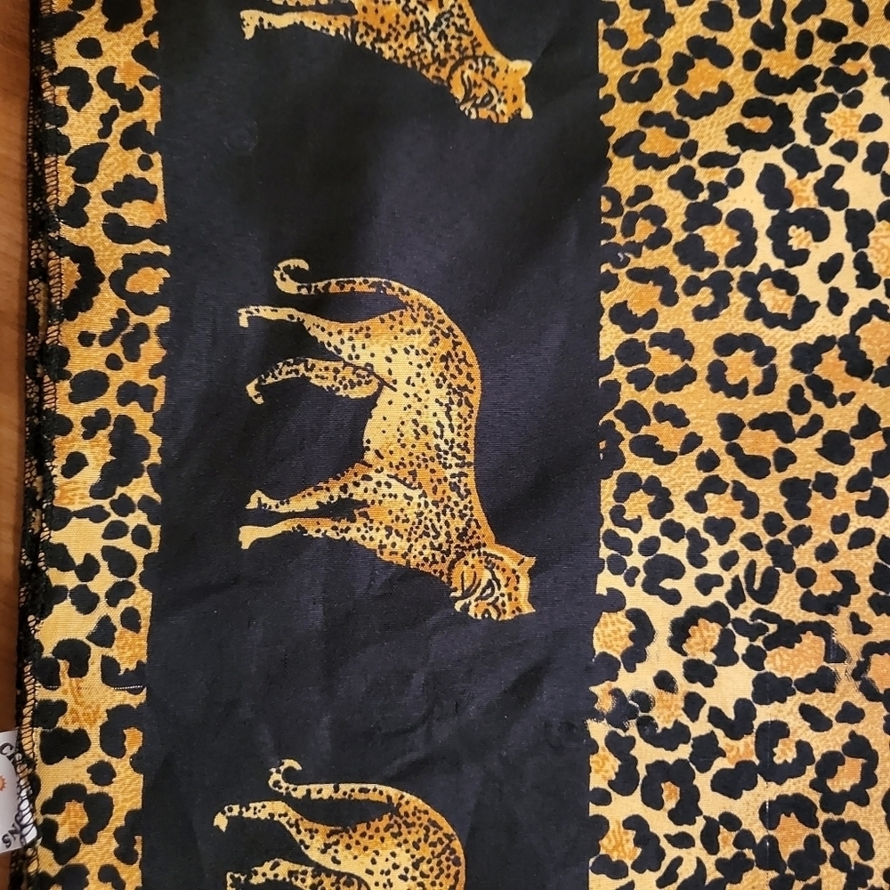 Creations Black and Orange Cheetah Fringed Scarf/Throw/Tapestry - Picture 6 of 7
